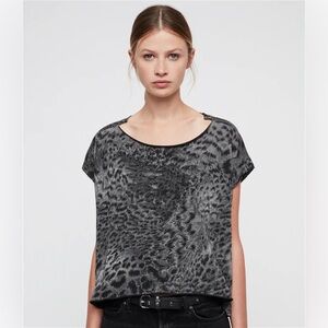 All Saints Paw Pina Tee in Animal Print, size Small